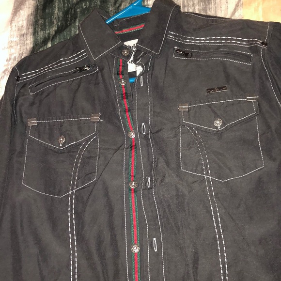 El General Red and green striped Black Button-up - Picture 2 of 5